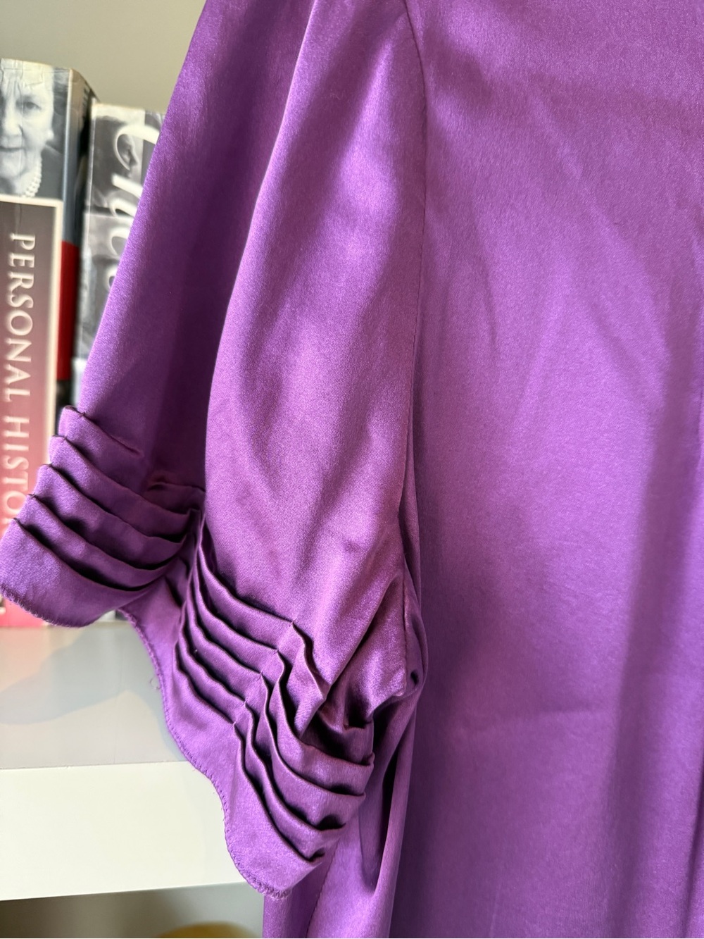 The royal purple Elie Tahari blouse with incredible detailing - Picture 4 of 5